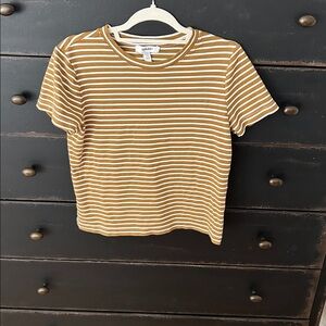SPANX Mustard and White Striped Tee